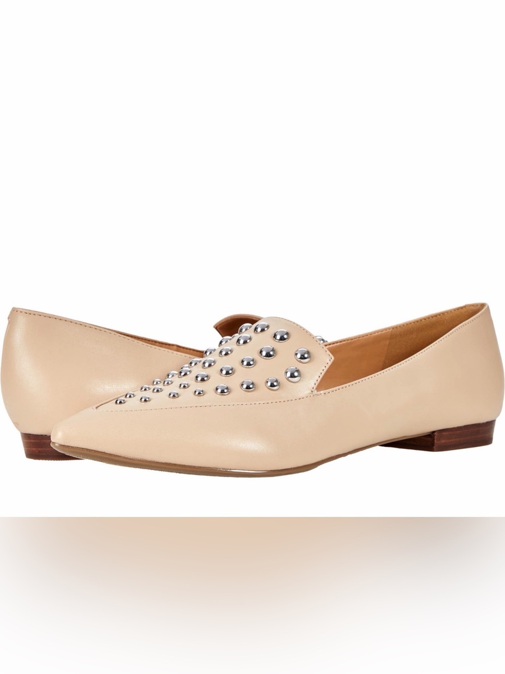 Marc Fisher Studded Beige Leather Women's Loafers ballet flats‎ classic chic